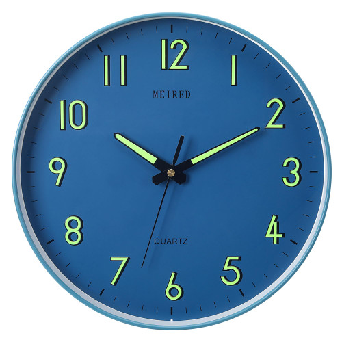 MEIRED Night Light Wall Clock 12 Inch Silent Non Ticking Battery Operated Wall Clocks Glow in The Dark, Lighted Up Wall Clock for Bedroom Living Room/Kitchen, Blue