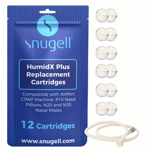 Snugell HumidX Plus for AirMini CPAP Machine –12-Pack – Replacement Cartridges for ResMed AirMini HumidX – Compatible with P10 Nasal Pillows & N20/N30 Nasal Masks – Enhances Comfort & Humidity Control