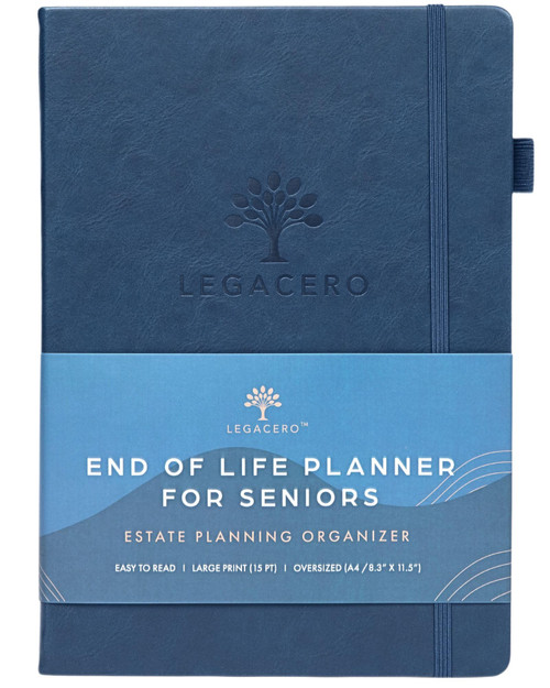 End of Life Planner for Seniors - Guided Estate Planning Organizer for Next of Kin. Large What To Do When I’m Gone Book and Important Document Organizer to Share with Your Executor (Navy Blue)