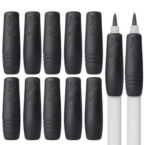 Mr. Pen- Pencil and Pen Grips, 12 Pack, Black, Pencil Grips for Adults, Rubber Pencil Grips, Pen Grips for Adults with Arthritis, Ergonomic Pencil Grip, Pen Gripper