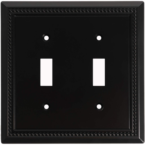 Henne Bery Sunken Pearls Heavy Duty Decorative Wall Plate Switch Plate Outlet Cover (Double Toggle, Matte Black)