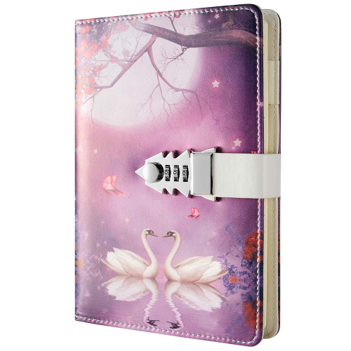 JunShop Creative Password Lock Journal Diary Digital Locking Diary Notepad Book Combination Journal Diary with lock A5 Planner Cover (Style 6)