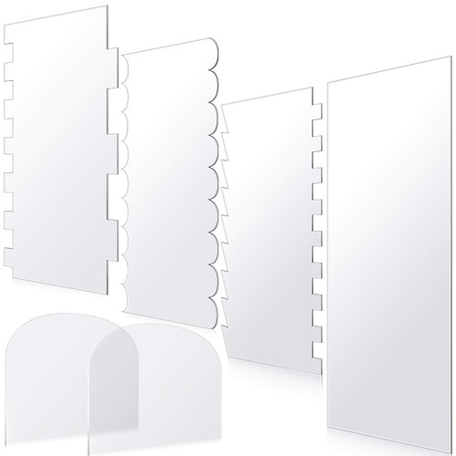 Patelai 6 Pieces Acrylic Cake Scraper Smoother Clear Cake Decorating Combs for Icing Frosting Buttercream Clear Smoother Scraper for Mousse Butter Cream Decorating Supplies