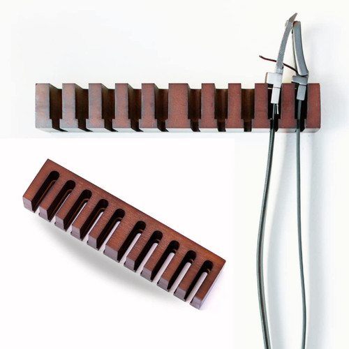 Beechwood Belt Hanger for Closet - Dark Wood Finish Organizer (10.75" x 2.5" x 1.7") - Holder With Mount Hardware for 10 Belts