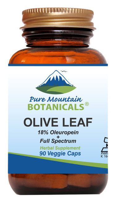 Pure Mountain Botanicals Olive Leaf Extract Capsules - Kosher Vegan Caps Now with 400mg Organic Olive Leaf and Potent Extract Supplement