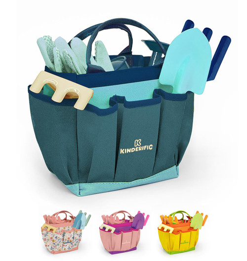 Gardening Set, Tool Kit, for Kids, STEM, Includes Tote Bag, Spade, Watering Can, Rake, Fork, Trowel and Gloves (Ocean Blue) Gardening Set, Tool Kit, for Kids, STEM, Includes Tote Bag, Spade, Watering Can, Rake, Fork, Trowel and Gloves (Ocean Blue)