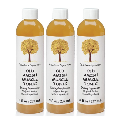 Caleb Treeze Old Amish Muscle Tonic 8 fl oz, Restless Legs, Muscle Cramps & Spasm Relief, Leg Cramps Relief, Foot Cramps Relief- Pack of 3