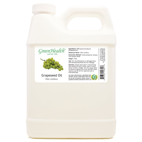Grapeseed Carrier Oil – 32 fl oz (946 ml) – 100% Pure and Natural Carrier Oil - Cold Pressed - GreenHealth
