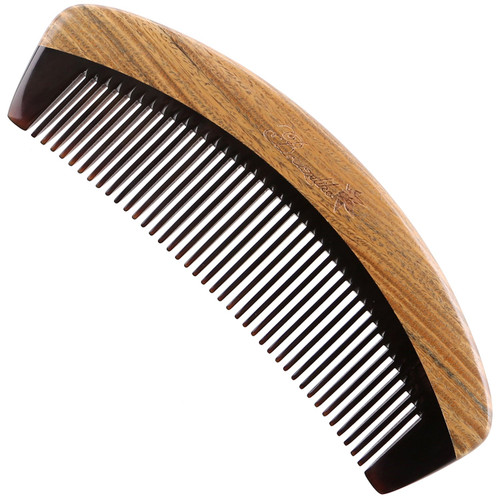 Breezelike Hair Comb - Wooden Fine Tooth Comb for Women, Men and Kids - No Static Sandalwood Buffalo Horn Comb