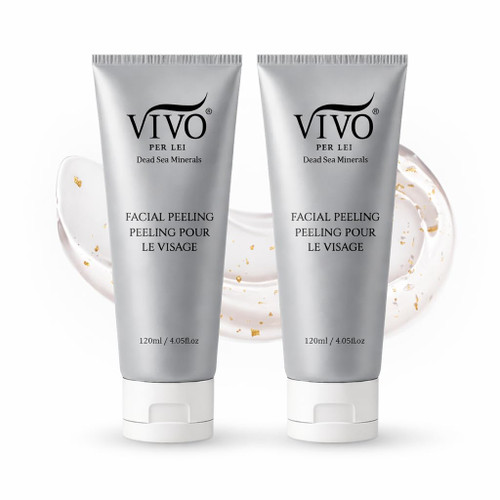 Vivo Per Lei Facial Peeling Gel - Helps Address Dead Skin Buildup - Gentle Exfoliating Gel for Rough, Dry, Sensitive or Mature Skin - Face and Body Scrub - Non Abrasive - 4.05 Fl. Oz. - Pack of 2