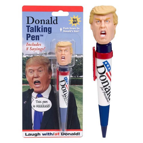 Donald Trump Talking Pen - Press His Hair & Hear 8 Real Voice Quotes - Funny Political Gag Gift for Men, Unique Trump Gifts, Novelty Desk Toy & Office Conversation Starter (Trump Classic)