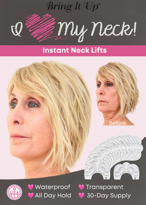 Bring It Up Instant Neck Lift Tape 30 Day Supply, Transparent Neck Lifting Anti Wrinkle Stickers - Tones Sagging Necklines Instantly - Made in USA