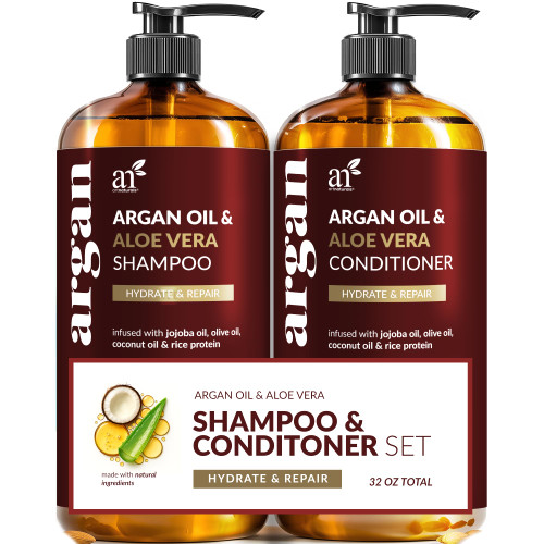 Argan Oil Shampoo and Conditioner Set - Sulfate-Free Formula with Nourishing Moroccan Oil and Keratin -for All Hair, Curly or Straight - Hydrate Repair Defy Frizz for Salon-like Results!16 Fl Oz 2 PK