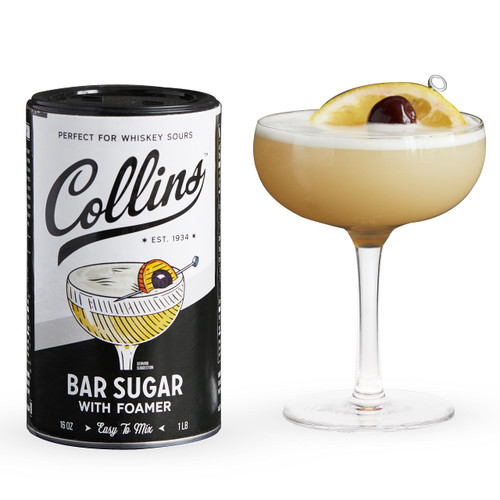 Collins Bar Sugar with Foamer | Create Foam Cocktails and Enhance Texture in Drinks with Cocktail Foaming Agent, Easy Eggwhite Style Drinks, 16oz