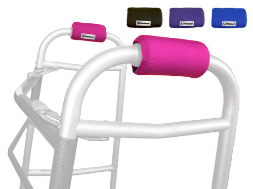 Crutcheze Walker Padded Hand Grip Covers Designed in USA Moisture Wicking, Comfort, Fashion, Washable - Walker Handle Cushion - Mobility Aid Accessories (Pink)
