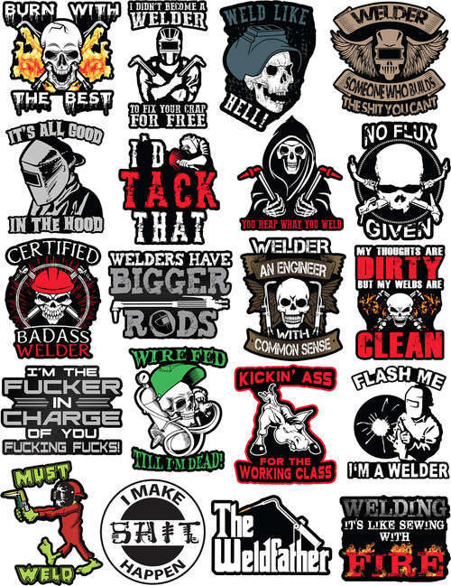 Welding Stickers for Hood & Tool Box - 100% Vinyl - For Adults - Badass Welder Including Flux, Rods, Hood, Flash, Fire, Welds