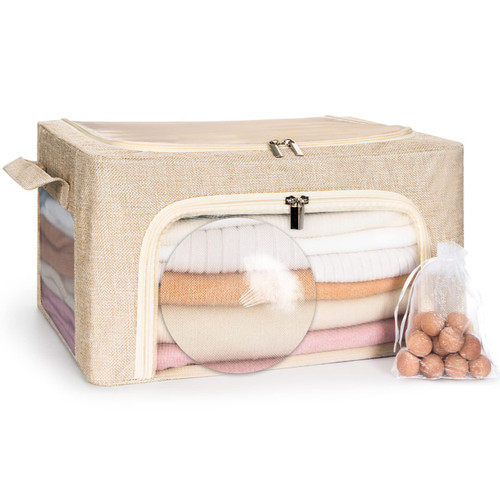 22L Cashmere Sweater Storage Bag with Natural Cedar Balls | BREATHABLE Cashmere Storage Bag Friendly for Knitwear Merino Wool/Knit Sweater for Closet Shelf Wool Clothes Garment Organizer Pouch