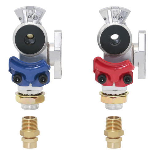 Boeray Shut-Off Aluminum Emergency Glad Hands with Filter Bottom Port Plugged for 3/8" Air Tube for Tandem or Double Truck Trailer Air Lines Brake System Pack 2