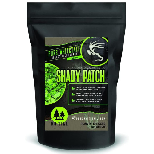 Shady Patch | All Year Deer Feeder | No Plow Food Plot Seed for Deer | Deer Food Plot Seed | White Clover Winfred Forage Brassica Rye Grass Rape Seeds | Plants 1/4 Acre | 5 lb Bag