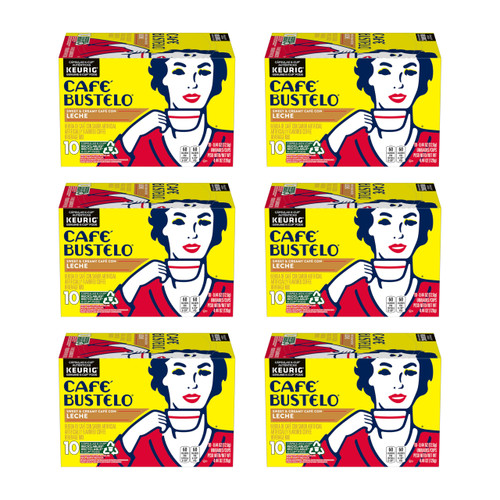 Café Bustelo Sweet & Creamy Café con Leche Coffee, 10 Keurig K-Cup Pods (Pack of 6)