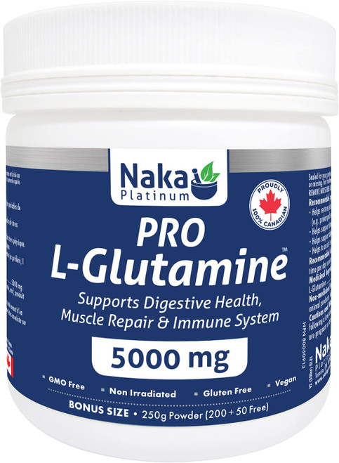 L-Glutamine 250, NAKA Platinum PRO Powder - Bonus Size: 250g (8.8 oz) 200 + 50 Free, 250 Count.