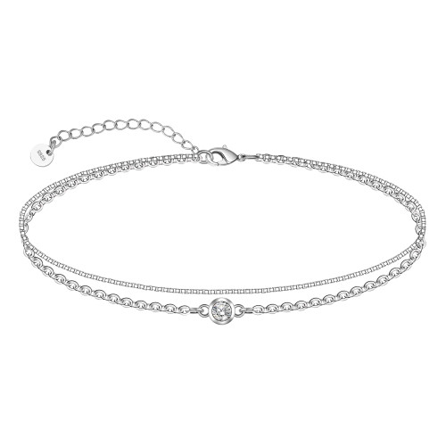 CHIC & ARTSY Ankle Bracelet 925 Sterling Silver Double Layered Anklets Summer Beach foot Anklets for Women, 11 Inches