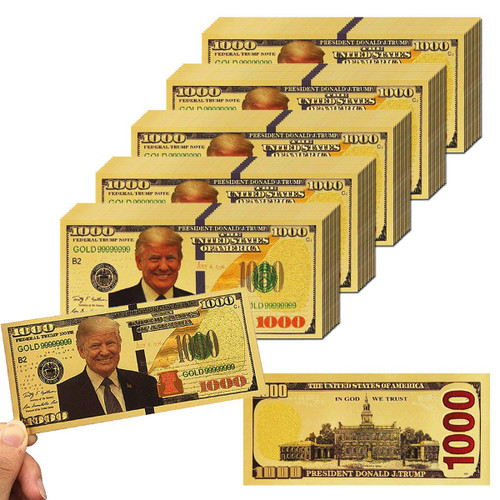 1000 Dollar 2025 USA President Bill Banknote, One Thousand 24k Gold Coated USA President Legacy Limited Edition Million Dollar Bill Great Gift for Currency Collectors and Republican (50)