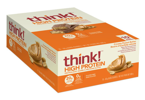 think! Keto Protein Bars, Healthy Low Carb, Low Sugar, Gluten Free Snack with No Artificial Sweeteners, 4G Net Carbs & 10G of Whey Protein - Chocolate Peanut Butter Pie (10 Count)