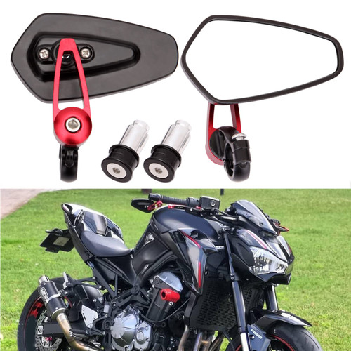 Red Motorcycle Bar End Mirrors Rear View CNC Compatible with Honda GROM MSX125 CB500F Kawasaki Z125 Z650 Z750 Z800 Z900 ER6N ER6F