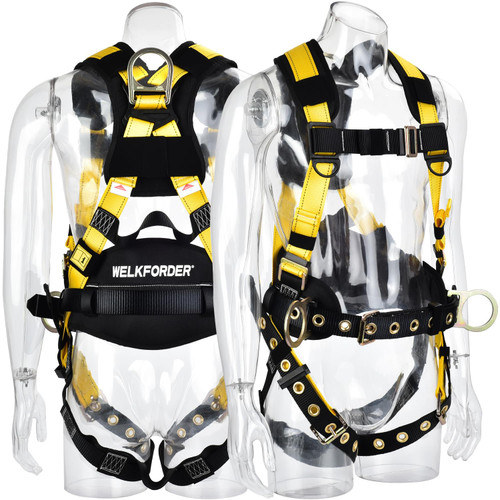 WELKFORDER 3D-Rings Industrial Fall Protection Safety Harness With Waist Tounge Buckle | Leg Tounge Buckles | Waist & Shoulder Pad Support ANSI Compliant [5pt Adjustment]-1769274045