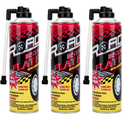 Road Instant Fixes Flat Tire Easy Hose Tire Inflator Air Filler Sealant 16oz (3 Pack)-1769274428