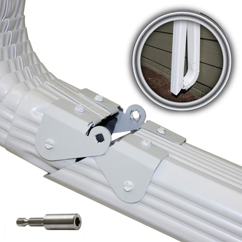 Zip Hinge 2 Pack Plus | Made in The USA Downspout Hinge | Hardware, Nutsetter & Instructions | DIY Installation on All Rectangle or Square Downspouts