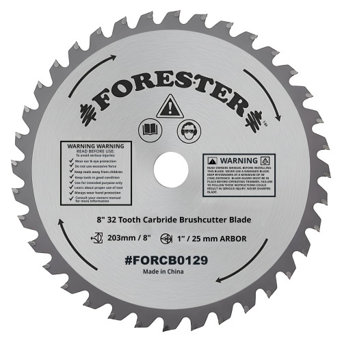 FORESTER Carbide Tip Brush Cutter Blade - 8in x 32 Teeth | Fits Most Straight Shaft Trimmers | Conversion Kit Sold Separately-1769275138