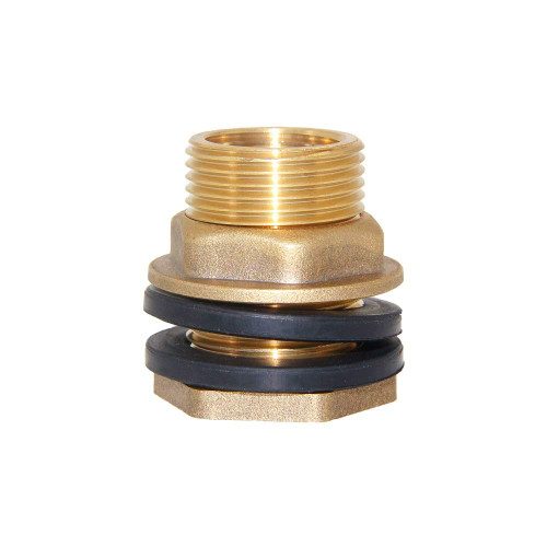 Joywayus 1-1/2" Female 2" Male Soild Brass Water Tank Connector Bulkhead Tank Fitting With 2 Rubber Ring Stablizing
