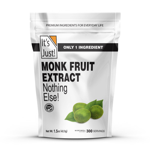 It's Just! - 100% Monkfruit Extract Powder, Keto Friendly Sweetener, Monk Fruit, Sugar-Free, Non-GMO, Non-Glycemic (25% Mogroside V, 1.5oz / 42g)