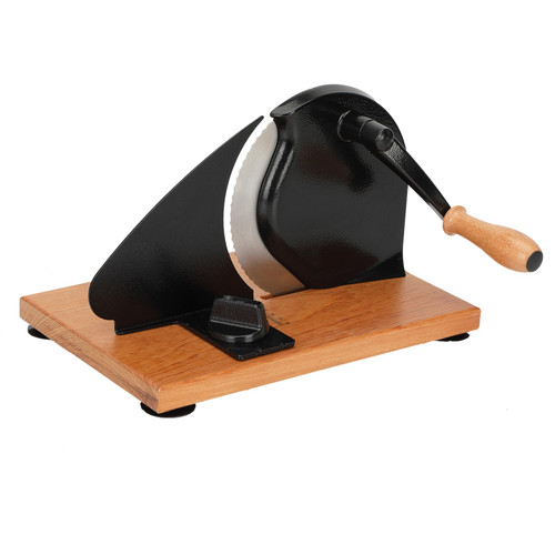 Premium Teak Wood Hand-Crank Bread Slicer: Adjustable Thickness with Precision German Stainless Steel Blades, Classic Design for Durable, Effortless Home Baking & Even Slices Every Time!