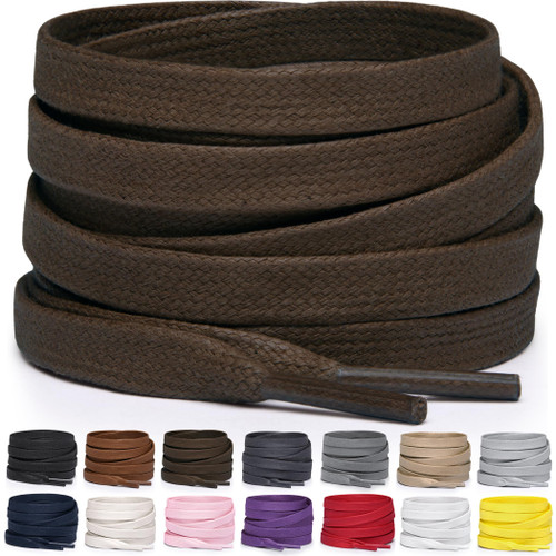 Miscly Flat Waxed Cotton Shoe Laces for Boots, Sneakers, and Shoes – Multiple Lengths and Colors Available - Dark Brown, 36″ (91 CM)
