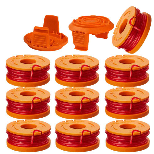 LIYYOO WA0010 Line String Trimmer Replacement Spool Compatible with Worx WA0010 String Trimmers Replacement Autofeed Spool,12-Pack (10 Pack Grass Trimmer Line,2 Trimmer Cap)-1769278062