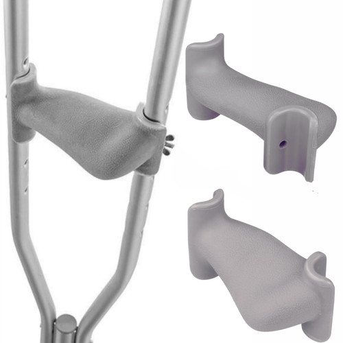 Ergo Grip® Ergonomic Crutch Hand Grips – Comfortable Replacement Handles for Standard Underarm Crutches – Padded, Non-Slip Design Reduces Wrist Pressure – No Assembly Required (Grey, 1 Pair)