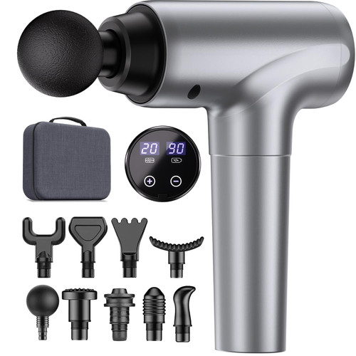 cotsoco Massage Gun Deep Tissue, Muscle Massage Gun with 9 Attachment Heads 20 Speeds & Silent Brushless Motor for Pain Relief, Handheld Percussion Back Massager Gun for Athletes-1769278447