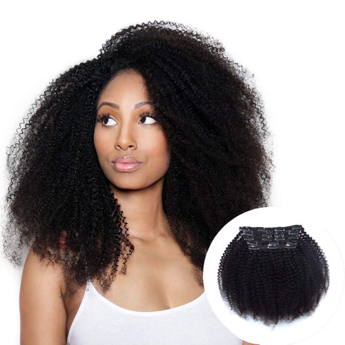 Vanalia Kinky Coily Clip in Hair Extensions, Brazilian Virgin Hair Extensions,4A 4B Human Hair Clip Ins for Black Women, Big Thick Double Weft Natural Black Color, 120 Gram,14 Inch-1769278464
