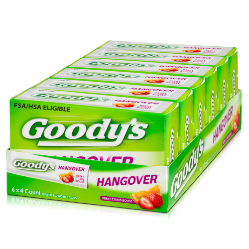 Goody's Hangover Powders, Fast Pain Relief, Berry Citrus Flavor, 4 Stick Powders, 6 Pack-1769279327