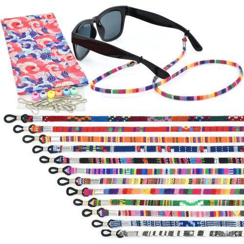 12 Pieces Glasses Strap Eyewear Retainer Sunglass Straps Chain Eyeglass Strap Lanyard Safety Eye Glasses String Holder Eyeglass Chains and Cords for Women/Men, Face Mask Lanyard for Kids (Colorful)