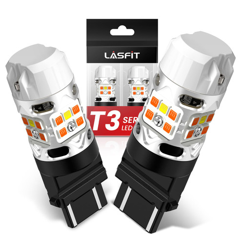 LASFIT 3157 Switchback LED Bulb, 3057 4157 White Amber T3 Series CANBUS Anti Hyper Flash Front Turn Signal DRL Parking Light New 500% Bright, Only for Standard Socket (Pack of 2) LASFIT 3157 Switchback LED Bulb, 3057 4157 White Amber T3 Series CANBUS Anti Hyper Flash Front Turn Signal DRL Parking Light New 500% Bright, Only for Standard Socket (Pack of 2)