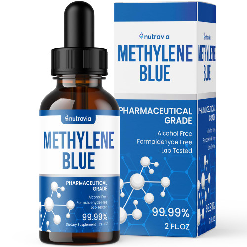 Methylene Blue Pharmaceutical Grade - Lab Tested - USA Made - Methylene Blue Liquid Drops Advanced Strength Formula, Increased Absorption, Brain Supplement, Cleanse and Detox Blue Methylene (60ml)