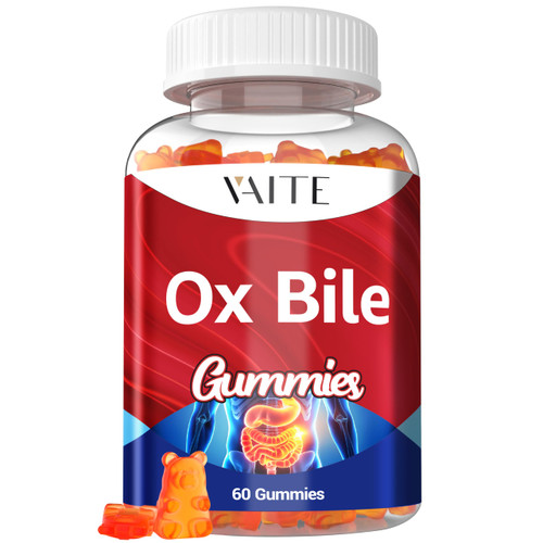 VAITE Ox Bile Gummies – 500mg Digestive Support for Gallbladder & Gut Health – Non-GMO, Sugar-Free Supplement – Helps Nutrient Absorption & Bile Flow – 60 Easy-to-Chew Bile Acid Chewables