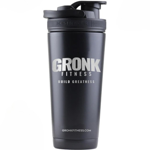 Ice Shaker Gronk Fitness Edition - Black Stainless Steel with Removable Agitator | 26 Oz Insulated Shaker Bottle as Seen on Shark Tank