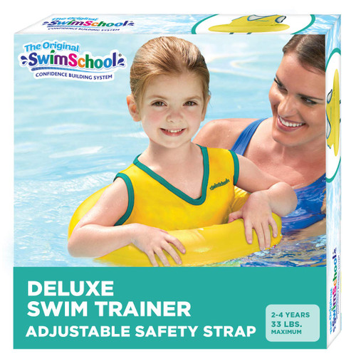 SwimSchool Deluxe Swim Trainer – Heavy Duty Toddler Swim Vest Floatie – Comfortable Sweater-Fit Design with Adjustable Safety Seat – Yellow