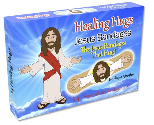 Healing Hugs Jesus Bandages - Premium Adhesive Hugging Jesus from Hug-a-BooBoo, The Jesus Bandages That Hug! 24 Count Box