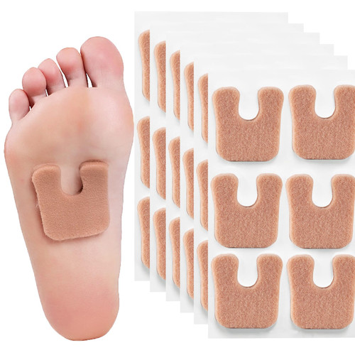 Metatarsal Foot Pads for Women 60 Pieces, Callus Cushions Horseshoe Pads Moleskin for Feet, Felt Foot Pads Corn Pads for Bottom Side of Foot and Heel, Ball of Foot Cushion Pain Relief